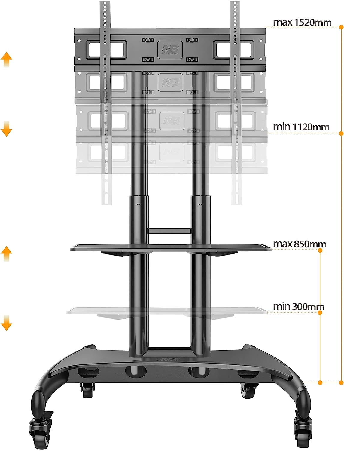 Mobile TV Cart Stand with Wheels for 32_-75_ TV’s(AVA1500-60-1P) (5)
